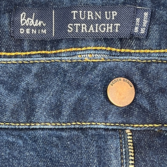Boden Denim Turn Up Straight Jeans Dark Wash Sz US 20/22R Spring Summer Coastal - Picture 3 of 9